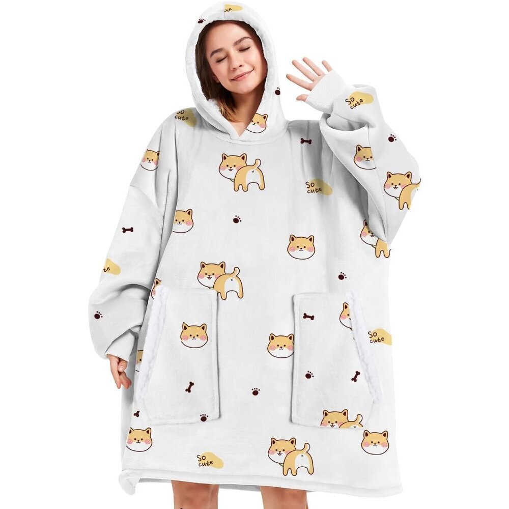 Wearable Blanket Hoodie Flannel Fleece Unisex Oversized Cozy Gift for Adults